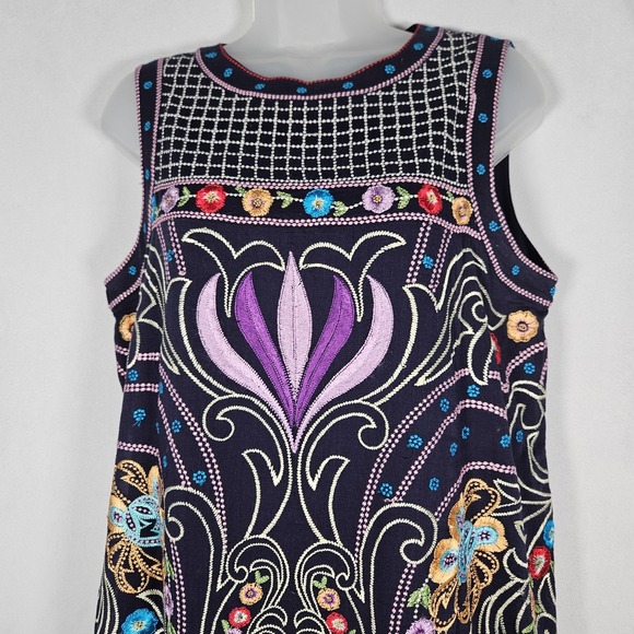 Maeve Anthropologie Shift Dress 8 Kira Floral Embroidered Sleeveless Tunic Lined - Picture 9 of 15